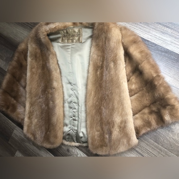 Henri Kessler Roanoke Vintage Designer Mink Fur Shawl Shoulder Stole Winter Coat - Picture 2 of 6